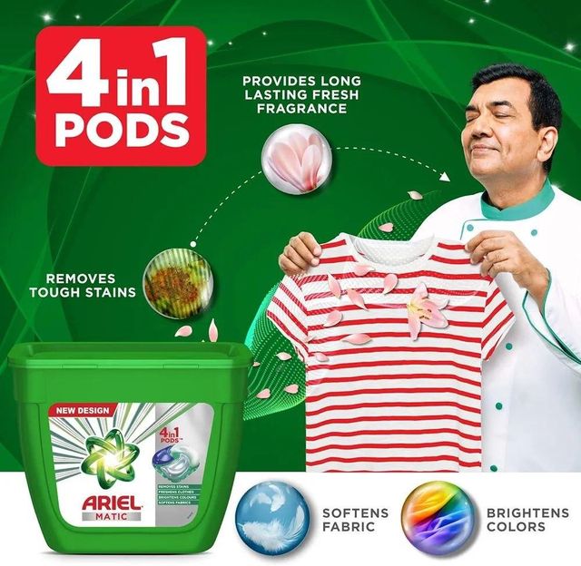 Close up of Ariel Matic 4-in-1 PODs Detergent pods