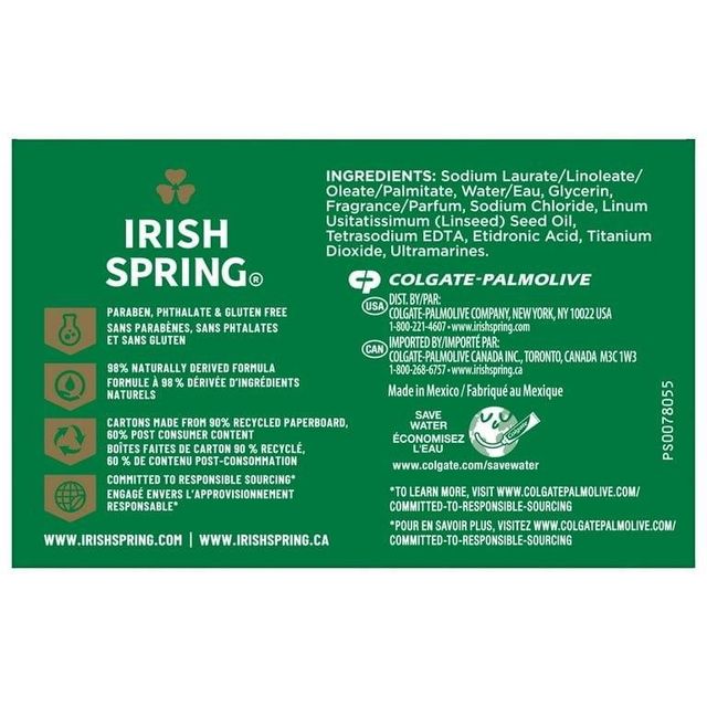 Packaged 12-Bar Box of Irish Spring Icy Blast Deodorant Bar Soap