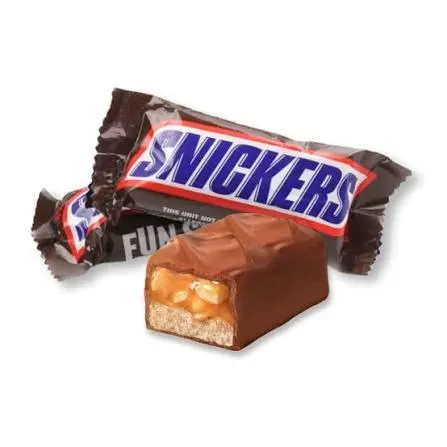 Snickers Chocolate Candy Bar on White Background