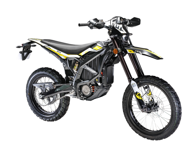Surron electric bike front view with suspension