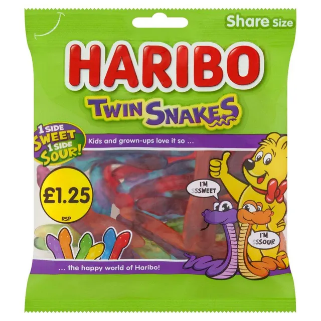HARIBO Twin Snakes Fruit Flavour Gum Jelly Sweets