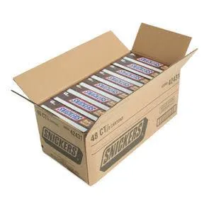Stack of Snickers Candy Bars in Packaging