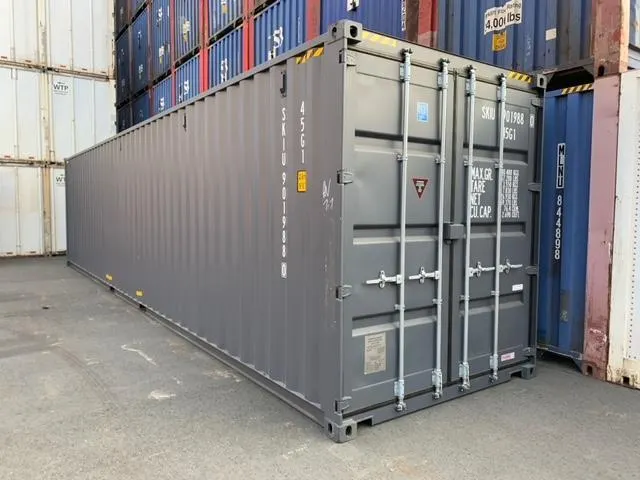 Inside view of a used 40ft shipping container showing cargo space