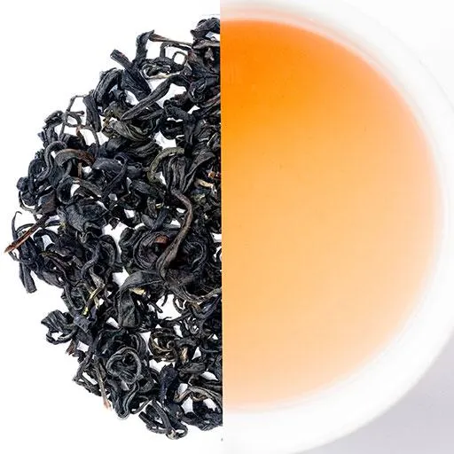 Freshly harvested Kenyan black tea leaves in plantation