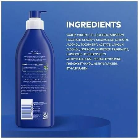 Nivea Original Moisture Body Lotion side and pump close up