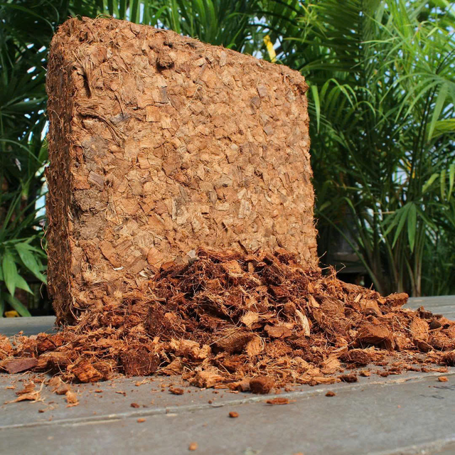 Organic garden use: pile of natural coconut chips