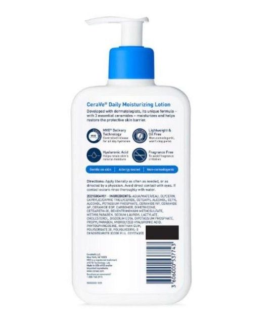 Wholesale CeraVe Daily Moisturizing Lotion ingredients and nutritional info label