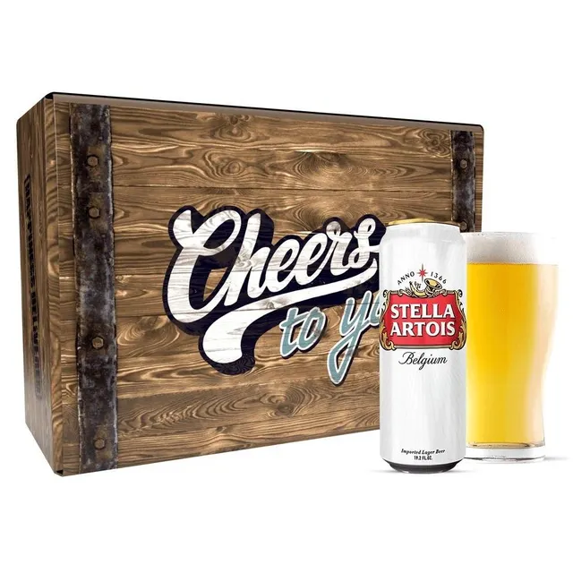 Close up of Stella Artois Beer Can