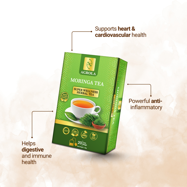 Agrola Ceylon Moringa Herbal Tea - Tea Bag Close-up