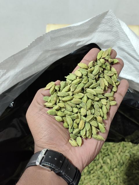 Closeup of dry green cardamom pods