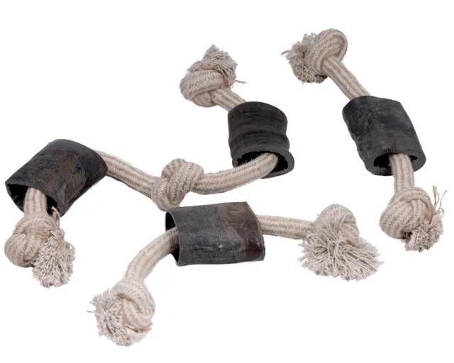 Natural Buffalo Horn and Cotton Rope Dog Toy