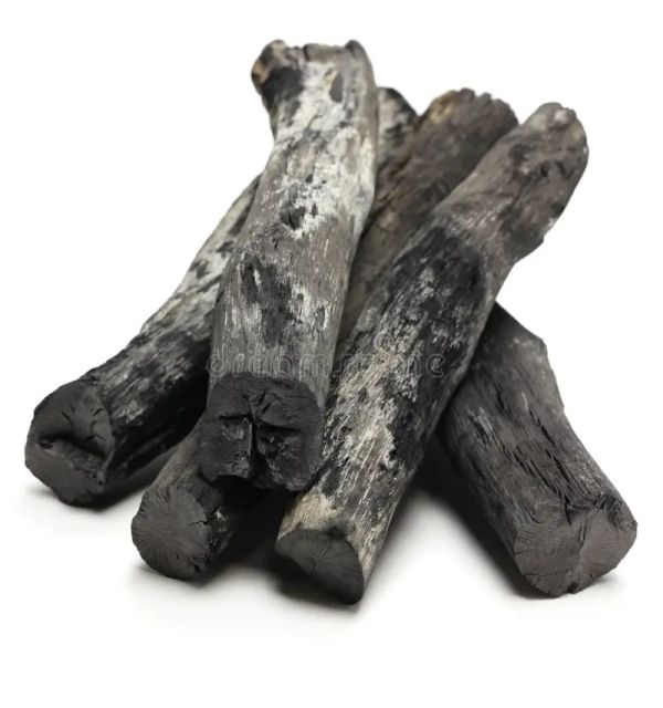 Close-up of lump charcoal with natural texture