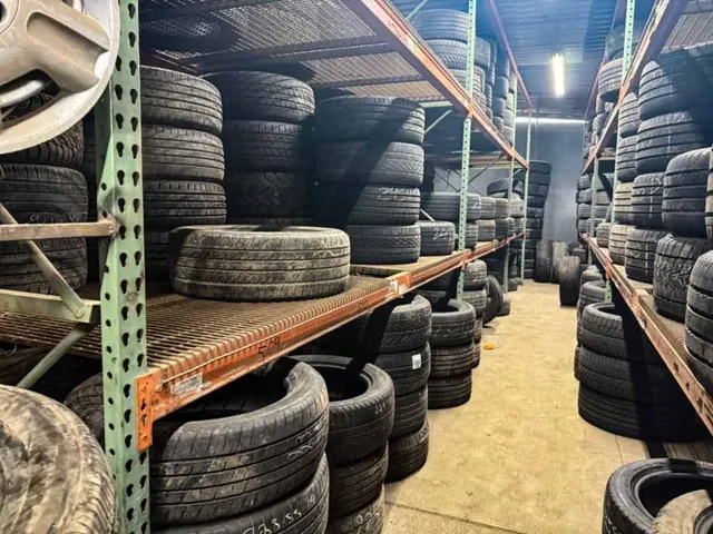 Stack of used passenger vehicle tires