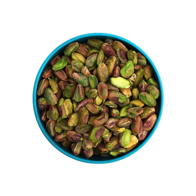 Raw shelled pistachio nuts closeup