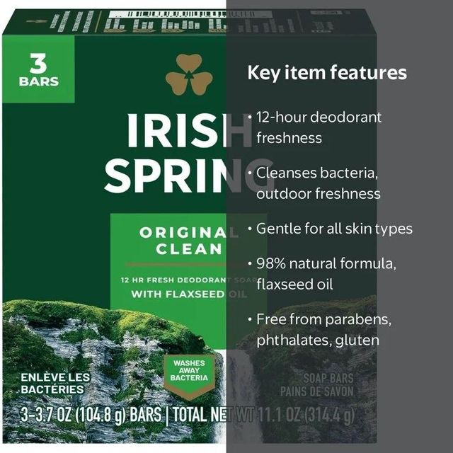 Irish Spring Soap 3 Pack Packaging