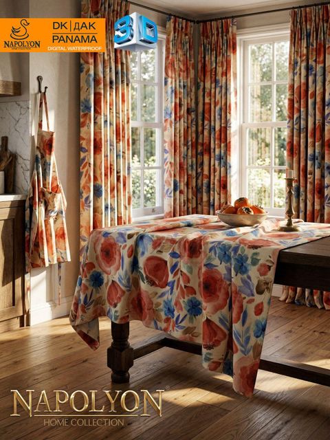 Waterproof Cotton Duck Tablecloth with edge trim
