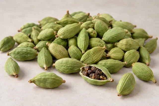Green Cardamom seeds macro shot