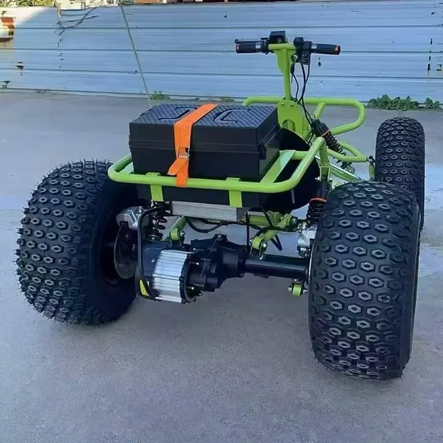 Close-up of electric go-kart motor and tire