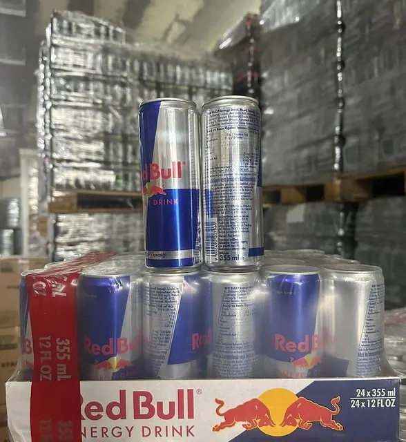 Multiple cans of Red Bull Original in different sizes