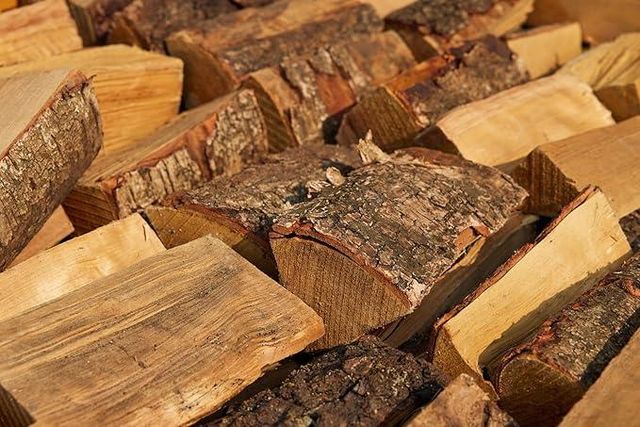 Close-up of kiln-dried firewood surface