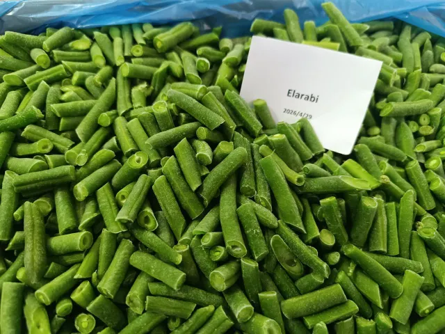 Frozen cut beans close-up view