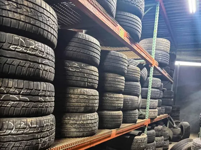 Close-up tire sidewall and tread