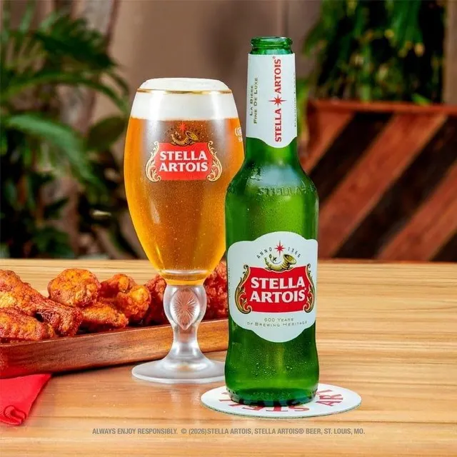 Stella Artois beer poured in glass