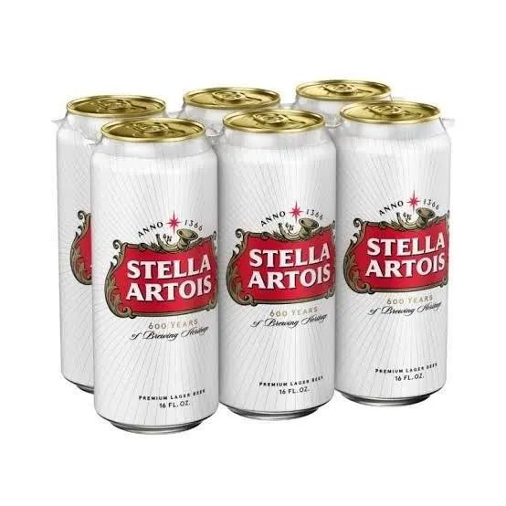 Multiple Stella Artois Cans displayed